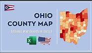 Ohio County Map in Excel - Counties List and Population Map