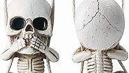 Spooky Skull Decor of Rearview Mirror Hanging Car Accessories, Funny Truck Accessories for Men Women, Cool Things for Jeeps, Halloween Swinging Skeleton Stuff for Women Men, Witchy Gifts for Your Car