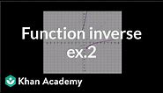 Function inverses example 2 | Functions and their graphs | Algebra II | Khan Academy