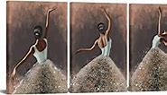 RnnJoile Ballet Canvas Wall Art Set Dancing Woman Painting Large Framed Dancer Artwork for Home Dance Room Art Theme Wall Decor 16"x24"x3pcs Ready to Hang