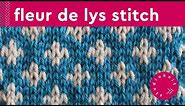 Fleur de Lys Stitch Stranded Colorwork Knitting Pattern (6 Row Repeat)