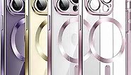 Compatible for Magsafe Plating iPhone Case with Magnetic Wireless Charging Full Camera Protection Back Grippy Protective Frame Clear Shockproof Cover (iPhone 12 pro max, Rose Gold)