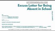 Excuse Letter for Being Absent in School - Sample Letter of Excuse for Being Absent in School