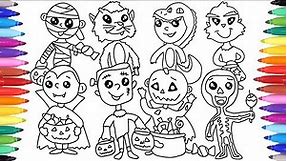 Halloween Coloring Pages for Kids, Halloween Coloring Book, Coloring Halloween Costumes