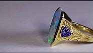 Opal and Tanzanite Ring in 18 Karat Yellow Gold