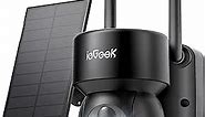 ieGeek Security Cameras Wireless Outdoor - Smart 2K Solar WiFi Camera System with 360°PTZ for Home Surveillance, Battery Powered Cam with Night Vision, Motion Sensor, Spotlight, AI, Works with Alexa