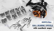 60PCS Ball Bearing Fishing Swivel with Coastlock Snap Kit