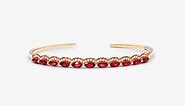 14K Rose Gold Ruby and Diamond Outline Bangle Bracelet-8329507r14