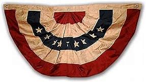 Morigins 48x25 Inch Tea Stained Antique US American Flag Bunting Half Fan Fully Pleated Banners
