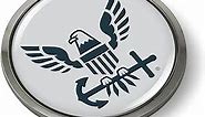 [Officially Licensed Product] - U.S. Navy Eagle and Anchor 3D Domed CAR Emblem Badge Sticker Round Chrome Metal Round Bezel