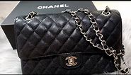 Bag review. Chanel classic. Double flap. Caviar leather. Medium large. 2.55 (Rep)