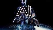 Ai Text Animated With Ai Robot Businessman Typing On A Futuristic Keyboard