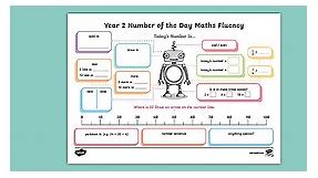 Year 2 Number of the Day Maths Fluency Activity Mat