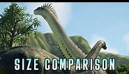 SIZE COMPARISON: NEW ALAMOSAURUS Size Compared to ALL Sauropods - Jurassic World Evolution 2