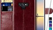 MONASAY Galaxy Note 9 Wallet Case, 6.4 inch, [Screen Protector Included][RFID Blocking] Flip Folio Leather Cell Phone Cover with Credit Card Holder for Samsung Galaxy Note 9, Burgundy
