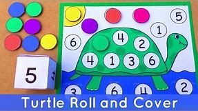 Turtle Roll and Cover - Preschool Number Activity For Math Centers