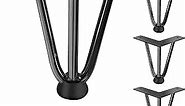 L'aimefois 4 Inch Hairpin Table Legs - Heavy Duty Metal Furniture Legs Black (900lbs), DIY Replacement Sofa Leg Project for Coffee Tables, Cabinets, Nightstands with Rubber Floor Protectors (4pcs)