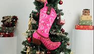 Serencatcher 2Pcs Cowgirl Boot Stocking for Decorating, Western Cowgirl Boot Stockings Pink with Star for Christmas Stockings Wild West Last Rodeo Bachelorette Party Decorations Gifts Daily Use
