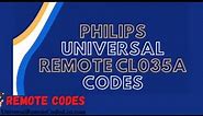Philips CL035A Universal Remote Codes & Program Instructions