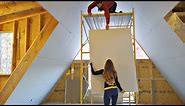 Beginners Install Drywall On 20 FOOT Cathedral Ceiling
