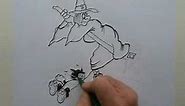 HOW TO DRAW A CARTOON WITCH ON A BROOMSTICK