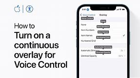 How to show a continuous overlay for Voice Control on iPhone, iPad, and iPod touch — Apple Support