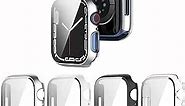 4 Pack Hard PC Case Compatible with Apple Watch Series 5 Series 4 40mm Tempered Glass Screen Protector, Full Coverage, Touch Sensitive, Ultra-Thin HD Bumper Protective Cover Men Women