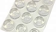 Small Clear Door Knob Bumpers (Set of 12) - Self Adhesive Door Stoppers Wall Protectors Rubber Feet for Speakers, Electronics, Furniture