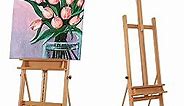 VISWIN Premium H Frame Easel 75" to 146"H, Hold Canvas to 93", Solid Beech Wood Large Artist Easel for Painting Canvas, Studio Floor Easel Stand with Storage Tray, Wheel, Wooden Art Easel for Adult-N