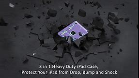 BENTOBEN iPad Air 2 Case, iPad Air 2nd Generation Case, 3 in 1 Heavy Duty Rugged Shockproof Kickstand Protective Kids Girls Women Boys Men Tablet Cover for iPad Air 2 A1566 A1567 (2014), Dark Purple