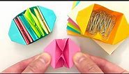 Easy Paper Box Craft, Sticky Note Origami Easy, No Glue / No Scissors, Origami Box, Post-it Origami
