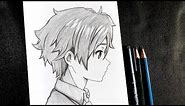 how to DRAW anime boy in SIDE VIEW ( Anime Drawing Tutorial For Beginner )