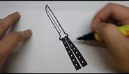 How to draw a balisong (butterfly knife)