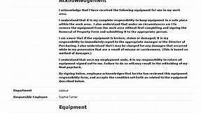 Employee Equipment Responsibility Form template: Use it for free