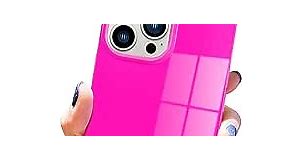 Case Compatible with iPhone 13 Pro Max 6.7 Inch 2021, Bright Fluorescence Soft & Flexible TPU Shockproof Protective Cover for Women Girls, Square Edge Design Hot Pink Phone Case, Neon Rose