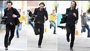 Keanu Reeves running off with a Camera he just Stole from the paparazzi | Full Clip of viral Meme