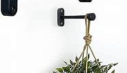 EvenWood 2-Piece Set of Black Plant Wall Hanging Hooks - Sturdy Plant Wall Hanger for Pots, Wind Chimes, Flower Brackets - Bracket Plant Hanger/Hook for Indoor and Outdoor Decorations (8 in)