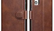 QLTYPRI Samsung Galaxy S21 5G Case PU Leather Flip Case with Card Slots Viewing Stand Magnetic Closure Flip Folio Case Simple Wallet Cover for Galaxy S21 (6.2 inch) - Brown