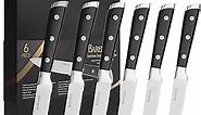 Steak Knives, Steak Knife Set Dishwasher Safe, German Stainless Steel Serrated Steak Knife Set Service for 6, 6 Pieces Steak Knife with Gift Box
