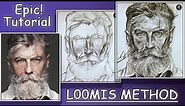 How to draw face (Front view) with loomis method