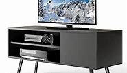 Cozy Castle TV Stand for 50 Inch TV, Mid Century Modern Entertainment Center with Storage Cabinet, TV Media Console for Living Room, Bedroom, Black