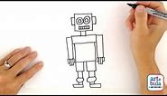 How to draw a robot using simple shapes - easy step by step