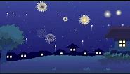 New Year Eve Fireworks - Cartoon Free Background Loop