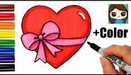 How to Draw a Heart with a Bow Ribbon Emoji Easy