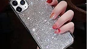 LUVI Fusicase for iPhone 11 Pro Diamond Case Cute Bling Glitter Rhinestone Crystal Shiny Sparkle Protective Cover with Electroplate Plating Bumper Luxury Fashion Case for iPhone 11 Pro Silver