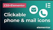 How to make clickable phone and mail icons in Elementor | Open email and dial a number on icon click