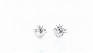 Sterling Silver Cubic Zirconia Pave Heart Crown Stud Earring
