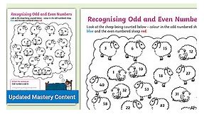 Recognising Odd and Even Numbers Worksheet