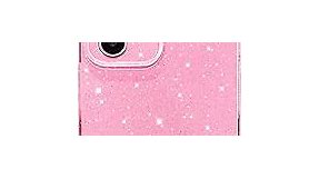 Hython Case for iPhone 12 Case Glitter Cute Sparkly Shiny Bling Sparkle Phone Cases 6.1", Thin Slim Fit Soft TPU Bumper Shockproof Rubber Protective Cover for Women Girls Girly, Bright Pink