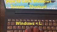 How To Lock Windows Laptop/PC Screen